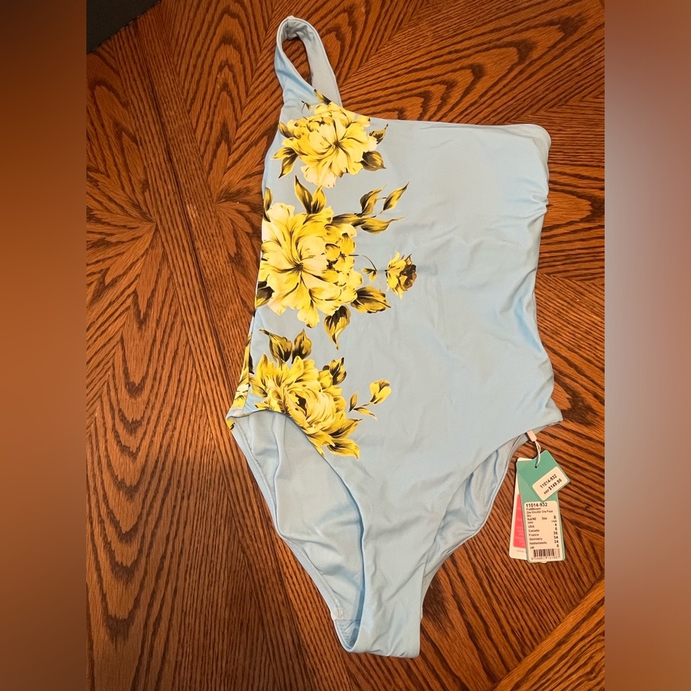 SEAFOLLY One-strap One-Piece swim suit Blue Hawaiian Beach Vaca Cruise Homeymoon